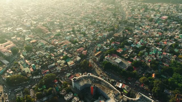 Dehradun Ghanta ghar Clock Tower drone shot panning left to right