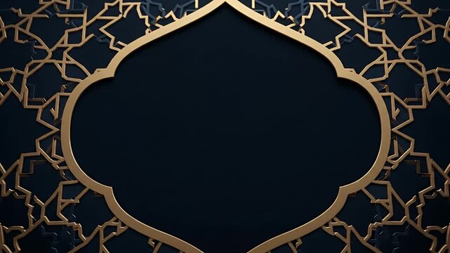 Ornate gold patterned frame on dark background with intricate designs and empty center