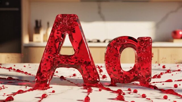 3D Cartoon Apple Juice Alphabet A