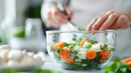 Coriander root used in a flavorful soup or stew, with slices of root, vegetables, and herbs visible in a clear bowl.