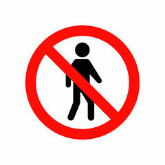 No Pedestrian Sign, Forbidden Access Symbol, Red Circle with Slash, Human Icon