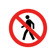 No Pedestrians Sign: Red Circle with Diagonal Line and Black Walking Figure