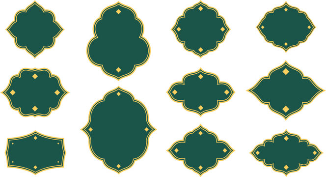 Luxury Green Gold Ornamental Islamic Label Frame Set