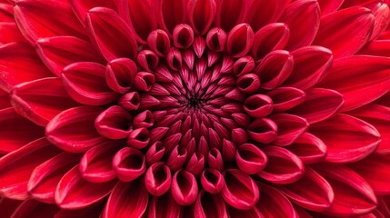 Extreme Macro Red Chrysanthemum Flower Texture with Symmetrical Petal Pattern Background