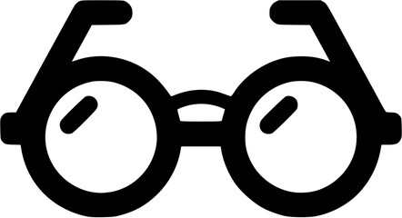 Classic round eyewear frame vector silhouette icon isolated on white background