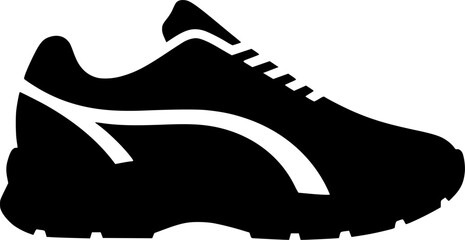 Athletic sneaker running shoe side view vector silhouette for sports design