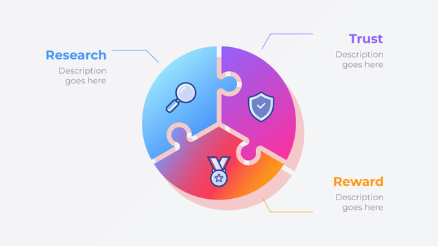 Business cycle infographic with marketing icons. Vector illustration 3 options ideal for business presentations, strategic planning, reports.
