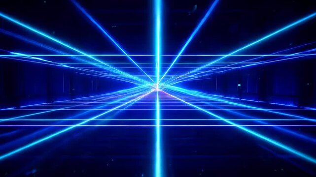Futuristic Neon Laser Tunnel with Blue Purple Lines