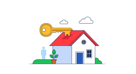 Fototapeta premium House with Key and Red Roof.