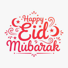 Vibrant hand-drawn Happy Eid Mubarak lettering with decorative elements. A sense of celebration and joy during the Eid holiday.