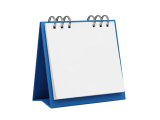 A blue and white desk calendar on a plain background isolated on transparent background