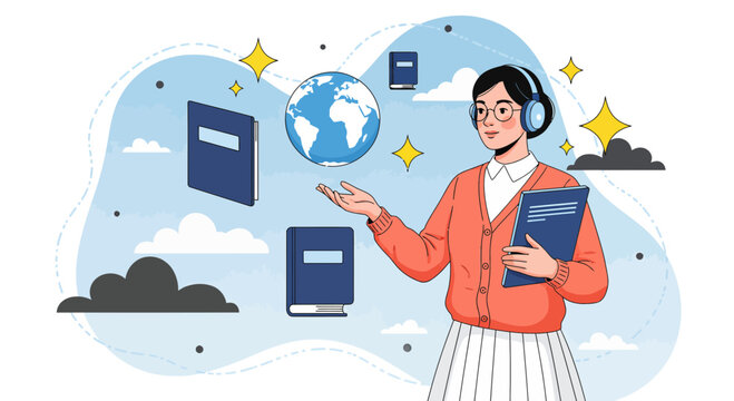 Female Customer Support Representative Wearing Headset.