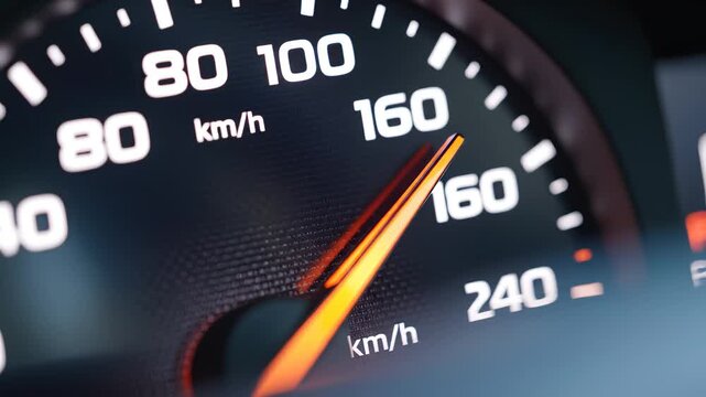 Car speedometer needle at high speed