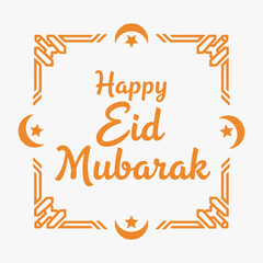 Vibrant hand-drawn Happy Eid Mubarak lettering with decorative elements. A sense of celebration and joy during the Eid holiday.