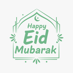 Vibrant hand-drawn Happy Eid Mubarak lettering with decorative elements. A sense of celebration and joy during the Eid holiday.