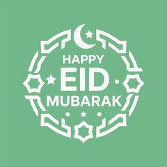 Vibrant hand-drawn Happy Eid Mubarak lettering with decorative elements. A sense of celebration and joy during the Eid holiday.