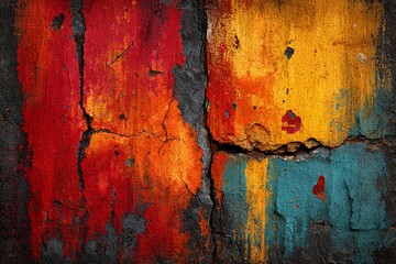 Colors Reflecting Despair and Beauty in a Weathered Urban Wall Generative AI