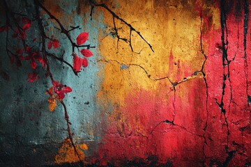 Vibrant Hues of Nature Dance on a Textured Canvas Generative AI