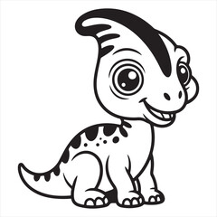Fototapeta premium Cute Cartoon Dinosaur Coloring Page – Friendly Brachiosaurus Illustration for Kids