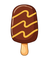 Flat style ice cream popsicle illustration with glossy blue swirl coating.