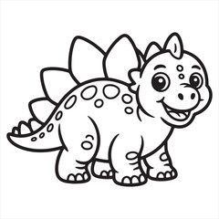 Obraz premium Cute Cartoon Dinosaur Coloring Page – Friendly Brachiosaurus Illustration for Kids