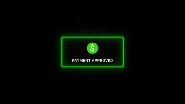 Payment Approved Neon Sign with Dollar Symbol on Black Background green neon