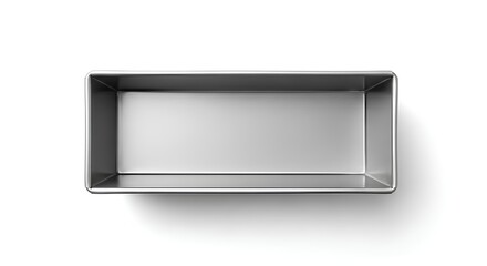 Empty loaf pan on white background ready for baking.