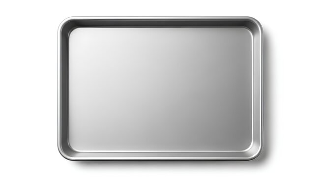 Empty baking sheet on white background ready for cooking.