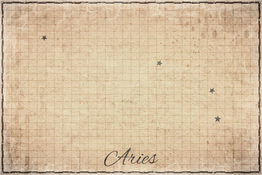 Aries Constellation Star Map, Retro Paper