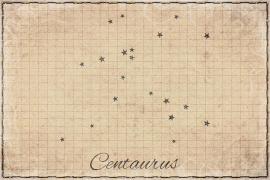 Centaurus Constellation Star Map, Retro Paper