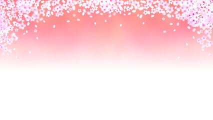 春のイメージ、桜の花と風に飛ぶ花びらの背景イラスト