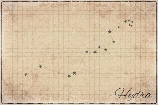 Hydra Constellation Star Map, Retro Paper