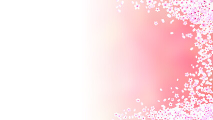春のイメージ、桜の花と風に飛ぶ花びらの背景イラスト