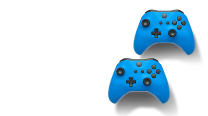 Wireless gaming controllers flying in air isolated on white background, symbolizing gaming technology concept © Vasyl Onyskiv