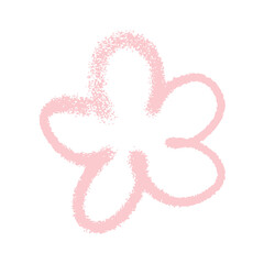 Pink graffiti style flower symbol with rough spray texture and hand drawn effect. Minimal vector isolated on light background for Womens Day, spring, summer, holiday cards, posters and branding