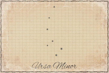 Ursa Minor Constellation Star Map, Retro Paper © allexxandarx