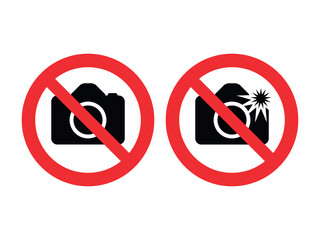 No photography allowed sign icon set. Vector illustration