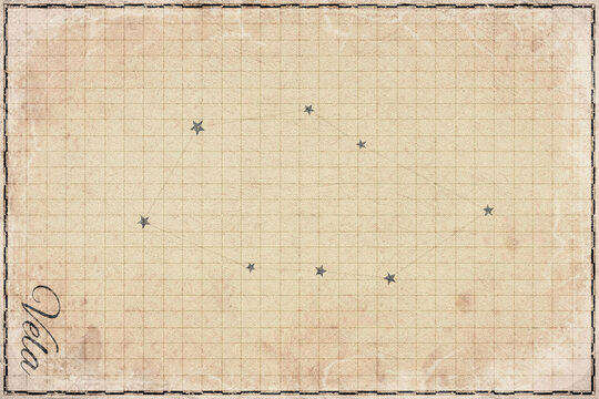 Vela Constellation Star Map, Retro Paper