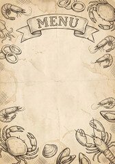 Seafood restaurant vintage menu design