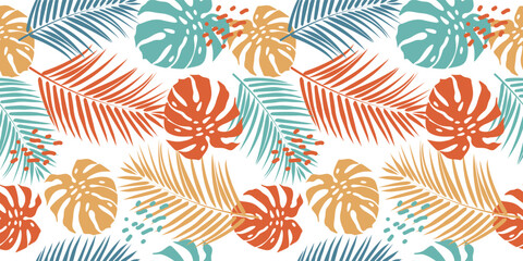 Tropical Botanical Leaves Seamless Pattern for Fabric and Textile Design
