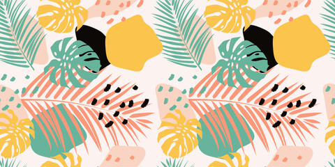 Tropical Botanical Leaves Seamless Pattern for Fabric and Textile Design