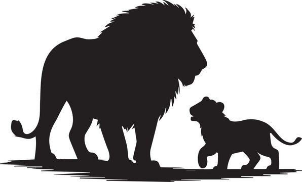 Lion and cub together, showing a tender family moment