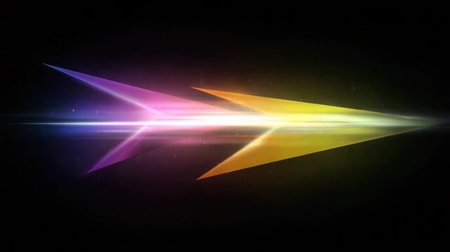 A dynamic, colorful abstract design featuring vibrant hues and light streaks against a dark background.