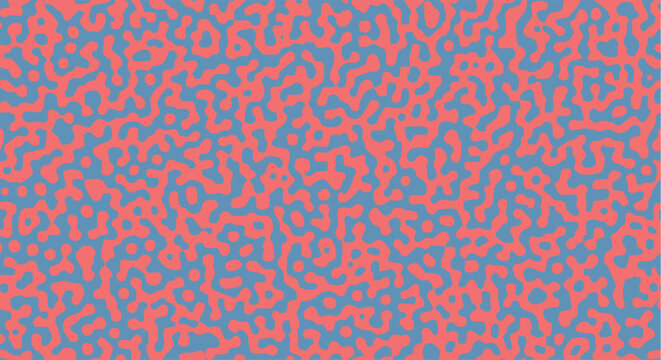 Coral and blue abstract micro organic pattern design background with playful texture