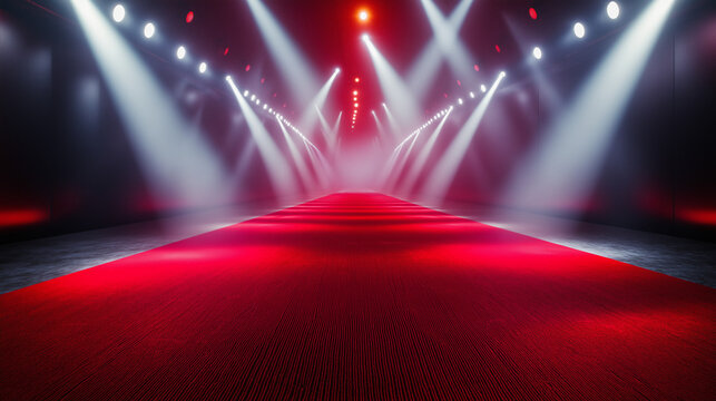 Red carpet stage under bright concert lights