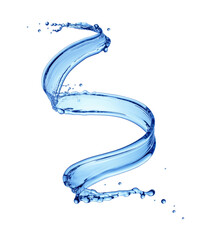 Swirling splashes of water with droplets isolated on a transparent background. Generative AI