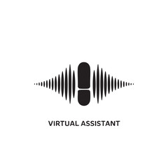 Virtual assistant logo featuring sound wave and microphone symbolizing voice command technology and digital assistance