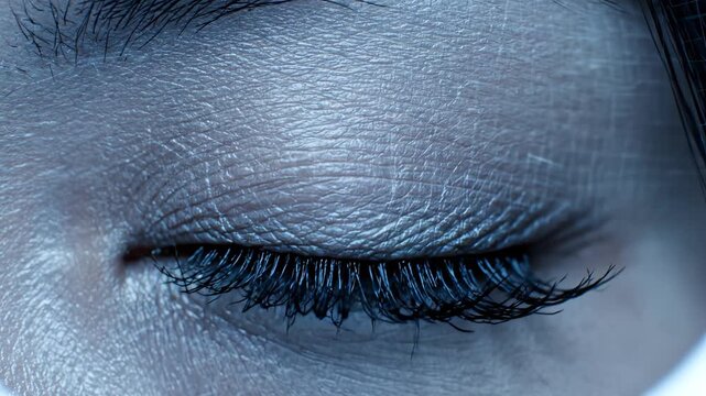 Closeup of an eye with digital circuit overlay