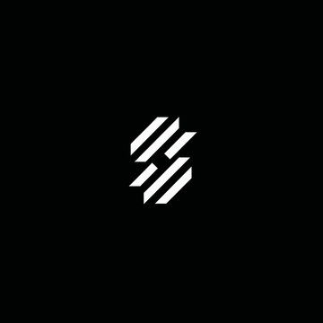 A minimalist logo featuring parallel white lines arranged in a geometric, abstract design, set on black