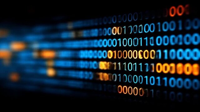 Digital binary code abstract backdrop with data stream